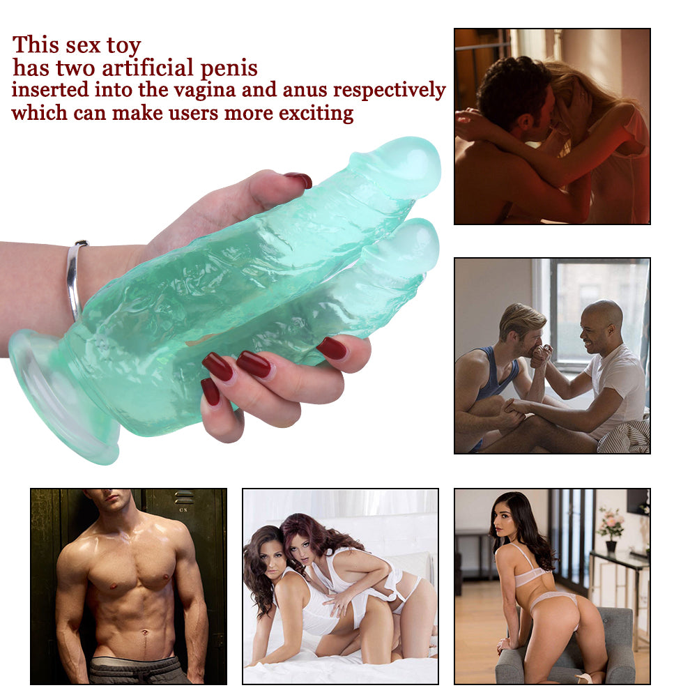 Dildo Đôi Xanh Jelly Siêu Thấm 2 Lỗ Khoái Lạc Đôi