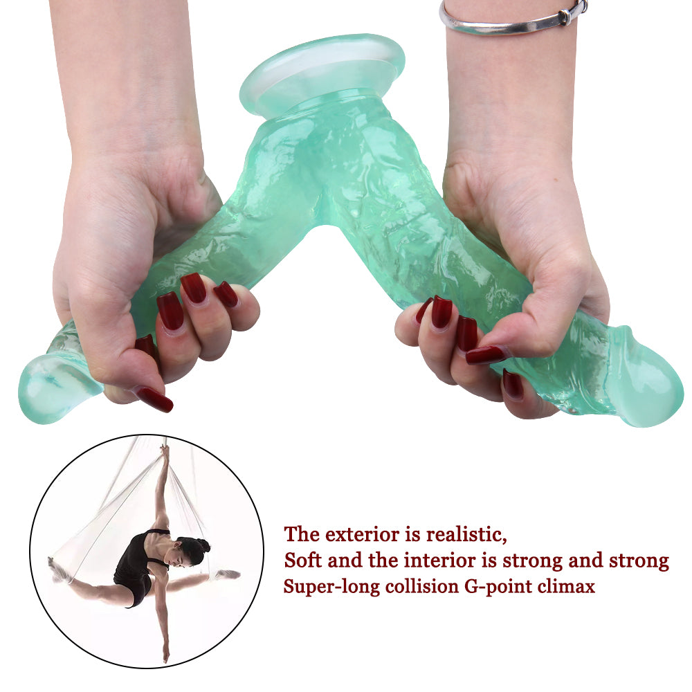 Dildo Đôi Xanh Jelly Siêu Thấm 2 Lỗ Khoái Lạc Đôi