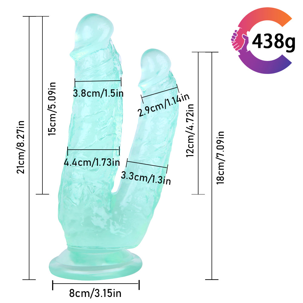 Dildo Đôi Xanh Jelly Siêu Thấm 2 Lỗ Khoái Lạc Đôi