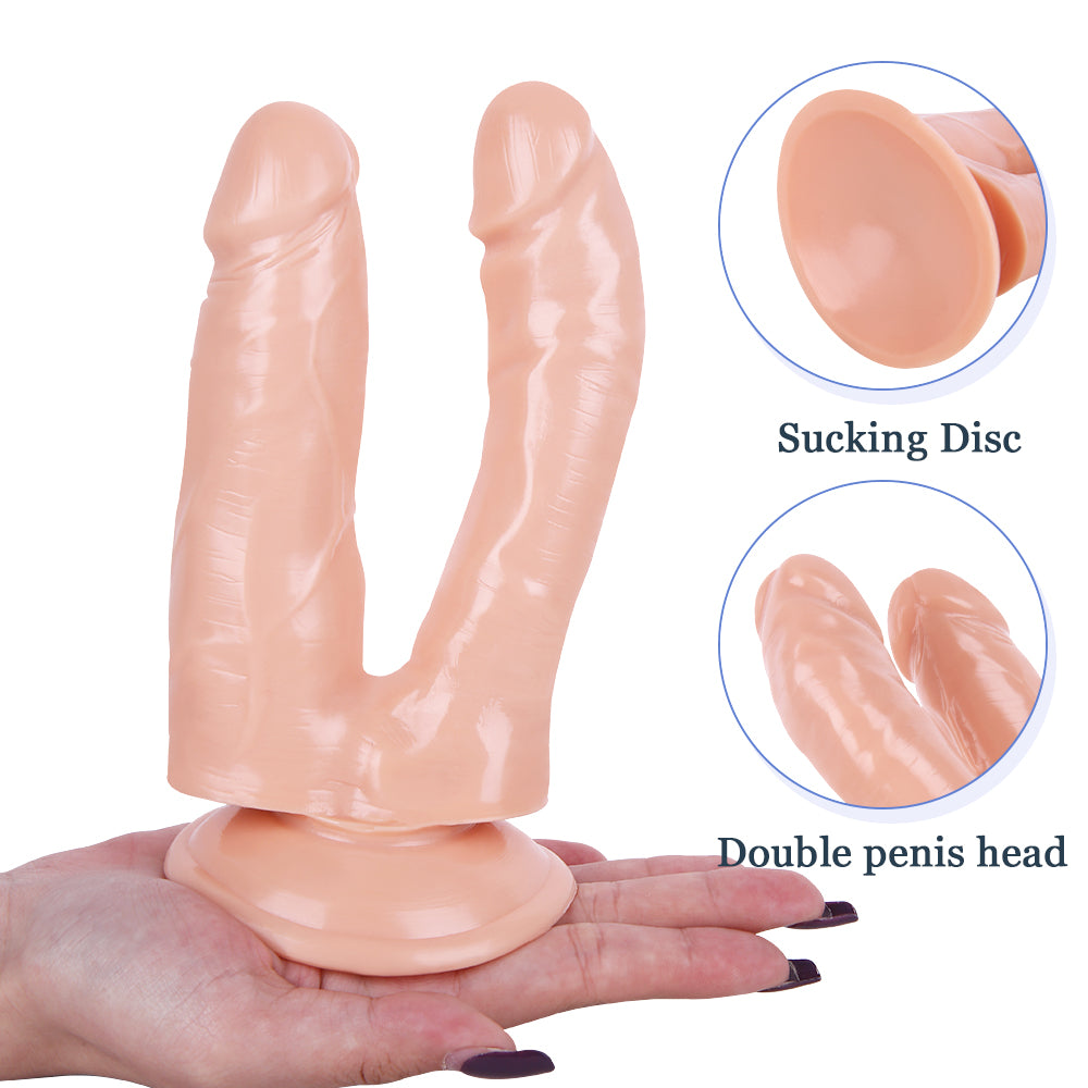 6 Inch Flesh Dildo Đâm Đôi Thực Tế Song Song Khoái Lạc