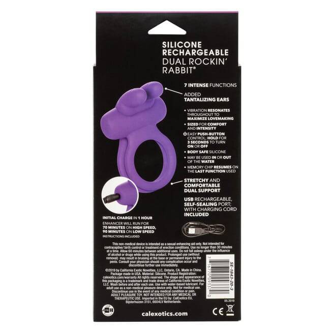 Nhẫn Vibro Rabbit Tím CalExotics Rung Mạnh Cương Cứng