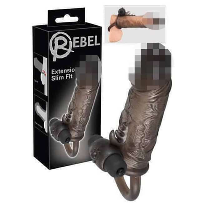 Vibro Rebel bao quy đầu đen vòng bìu rung mạnh 16cm