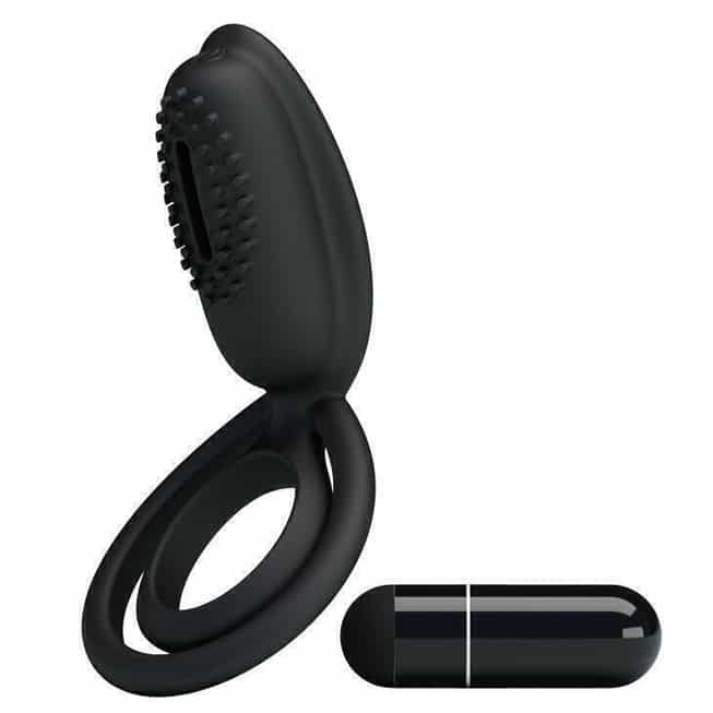Pretty Love Esther Cock Ring Clit Stim Đen
