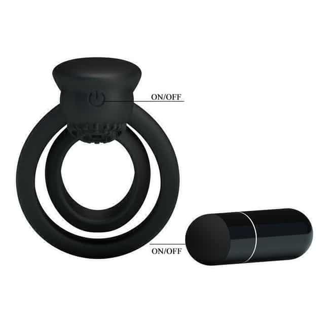 Pretty Love Esther Cock Ring Clit Stim Đen