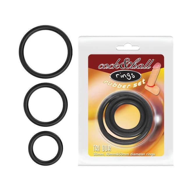 Baile Cock &amp; Ball Vòng Đen 3 Miếng Siêu Bền Kéo Dài Đỉnh