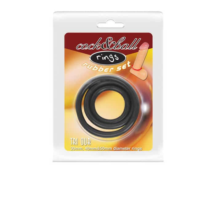 Baile Cock &amp; Ball Vòng Đen 3 Miếng Siêu Bền Kéo Dài Đỉnh