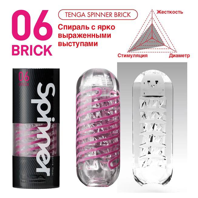 Masturbator Tenga Spinner 06 Brick TPE Mềm Siêu Kích Thích