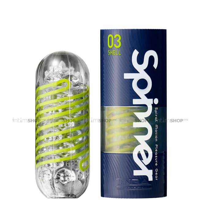 Masturbator Tenga Spinner Shell Xanh TPE Mềm