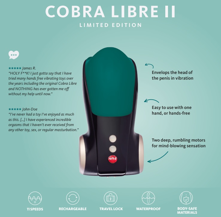 Cobra Libre II Fun Factory Xanh Dương Massage Dương Vật