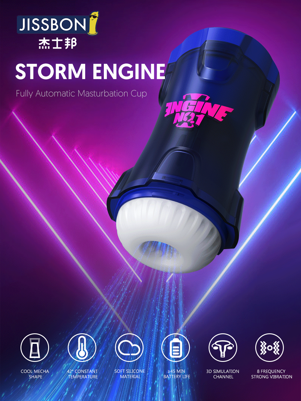 JISSBON cốc tự sướng 8 chế độ nhiệt rung siêu thực