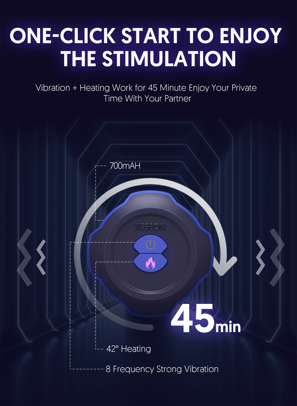 JISSBON cốc tự sướng 8 chế độ nhiệt rung siêu thực