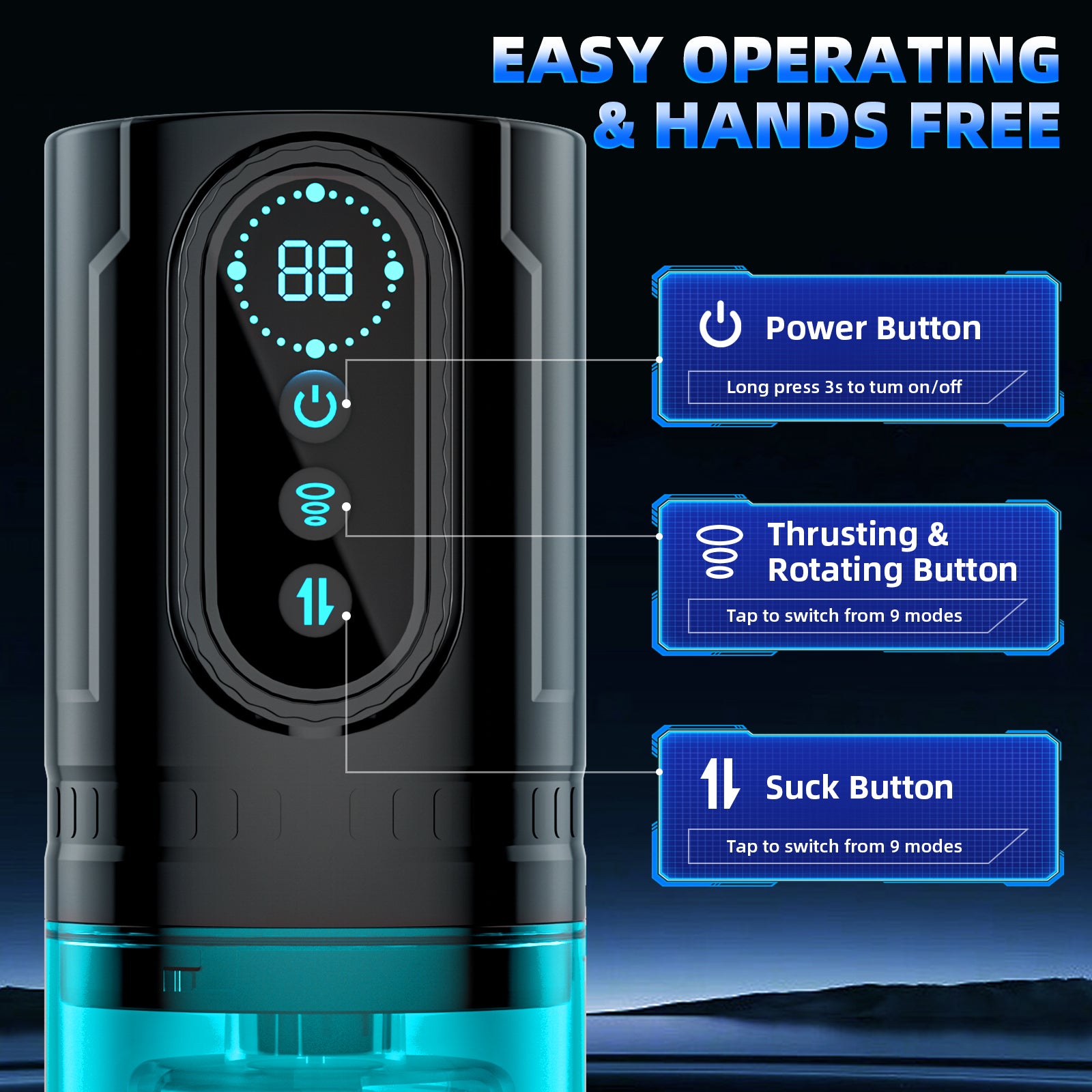Cốc Tự Động Nam Hút Đẩy 9 Mode Masturbator Siêu Sướng