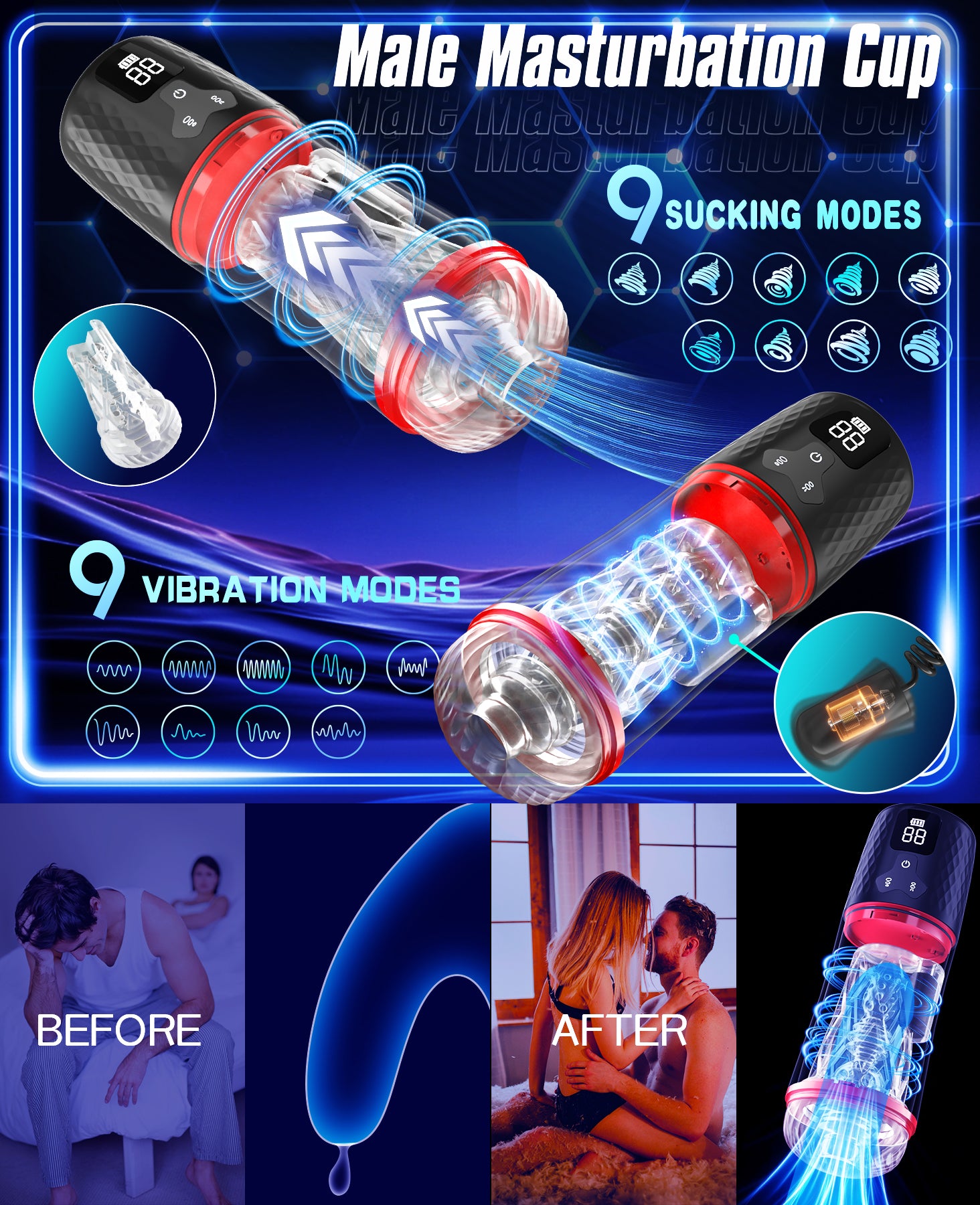 Cốc Vacuum Pump Nam Rung Mạnh Thỏa Mãn Đỉnh