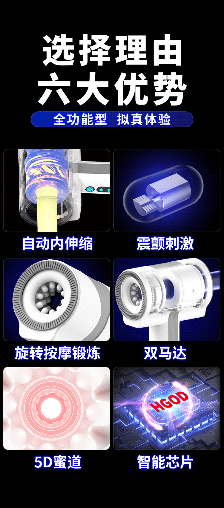 HGOD Thunder Xoay Rung Siết Nam Giới Đỉnh Cao Mạnh
