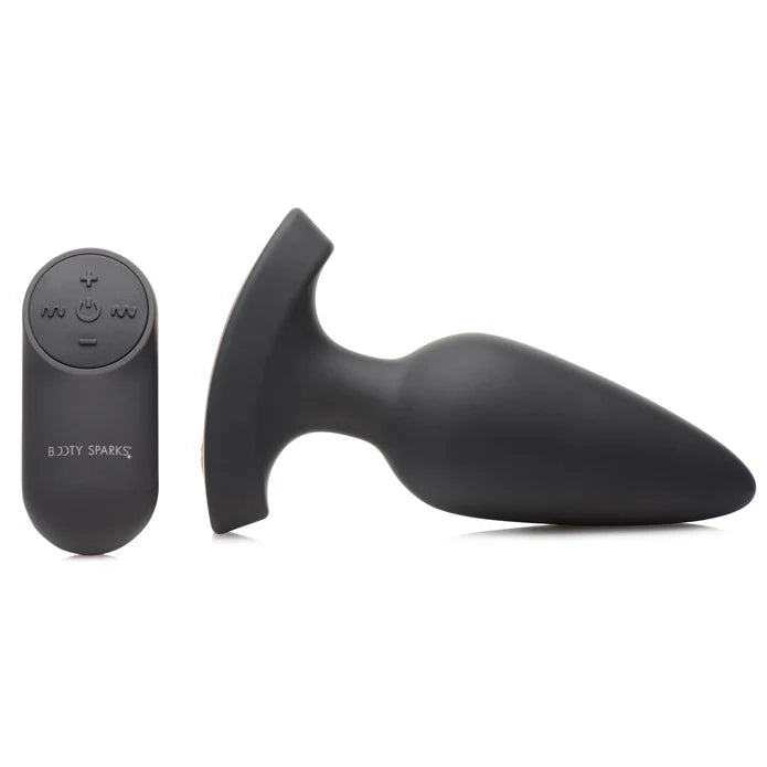 Plug hậu môn Booty Sparks tim laser rung remote lấp lánh khoái lạc 