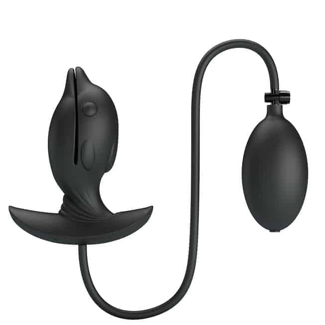Pretty Love Hanson Plug Đít Bơm Phồng Đen 4.1cm Rung Mạnh
