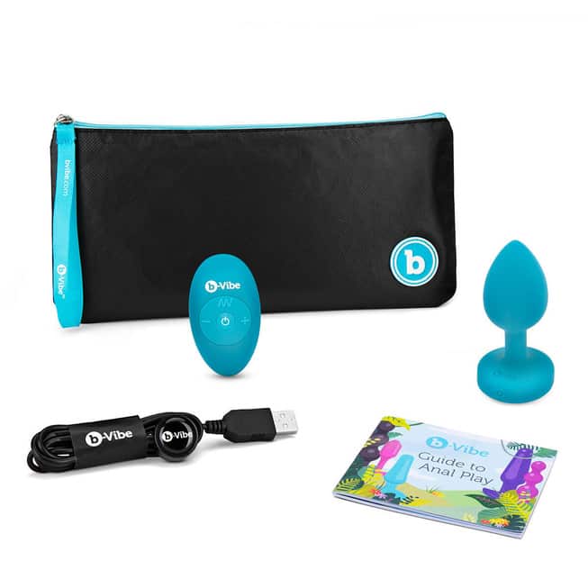 b-Vibe Jewel Plug Xanh Rung Mạnh Đa Tùy