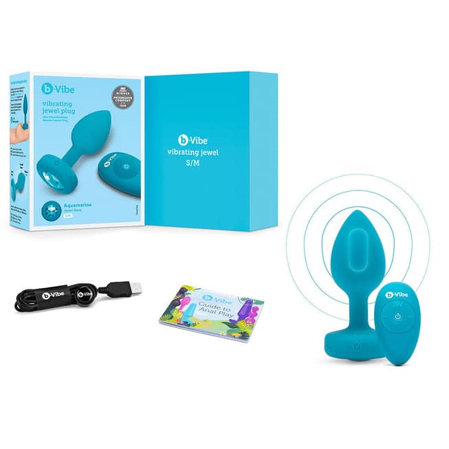 b-Vibe Jewel Plug Xanh Rung Mạnh Đa Tùy