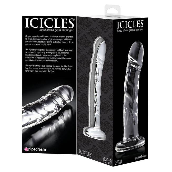 Dildo Icicles 62 Kính Trong 17.5cm Mịn Màng Cao Cấp