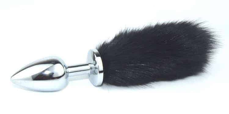 4Sexdream Metal Plug Đen Đuôi Đen 6cm Bạc Quyến Rũ