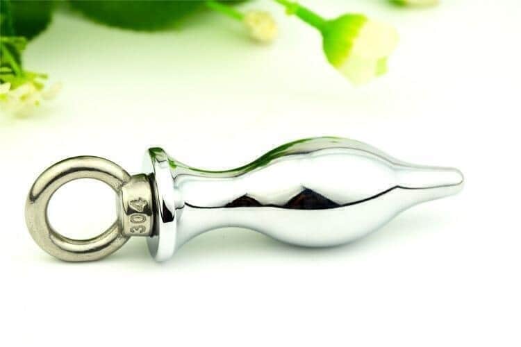 4sexdream Phích Đít Thép Bạc 3.6cm Vòng Cầm