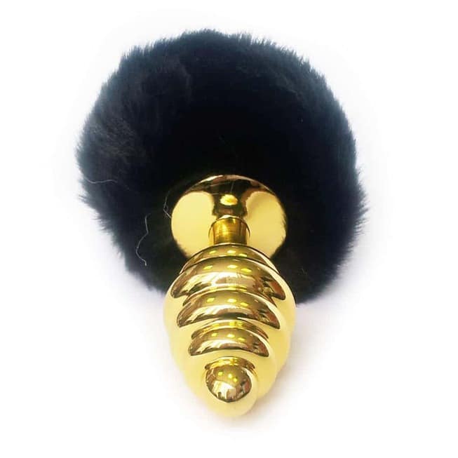 LoveToys Butt Plug S đuôi đen ribet vàng kích thích hậu môn