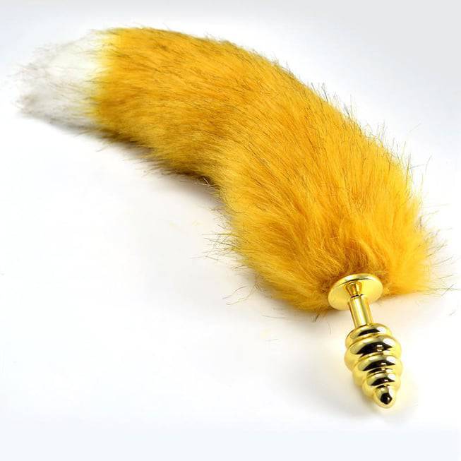 LoveToys Butt Plug Gold S Fox Tail Ribbed Vàng