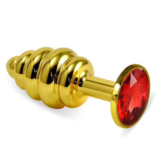 Butt Plug LoveToys Ribbed Vàng Kristal Đỏ