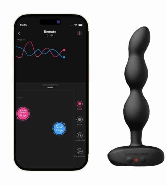 Lovense Ridge Đít Răng Cưa Xoay App Đen 17cm