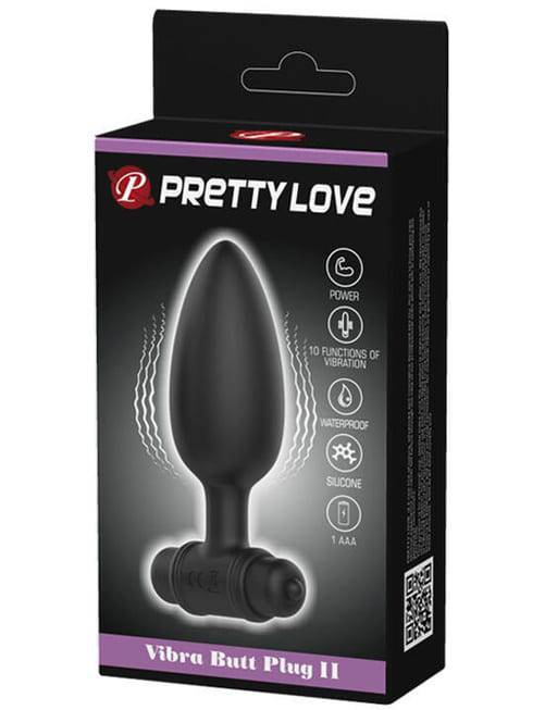 Pretty Love Vibra butt plug II đen silicone rung mượt nâng tầm