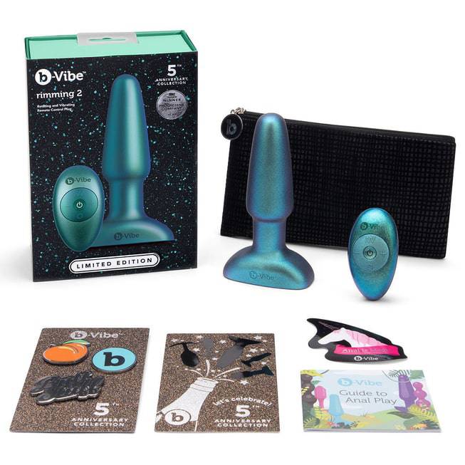 b-Vibe Rimming 2 Xanh Limi 4cm Rung Rimming Độc Đáo