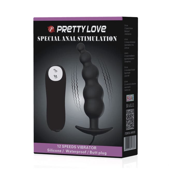 Anal Elochka Pretty Love 12cm Remote Đen Vibro