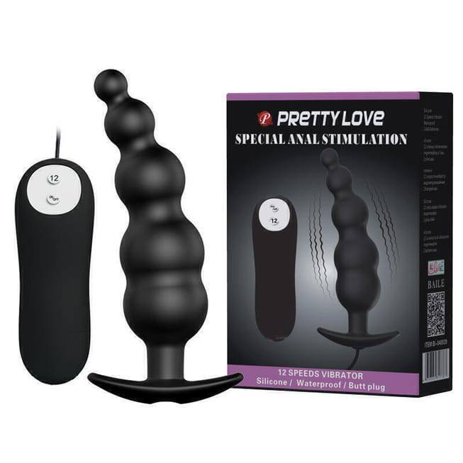 Anal Elochka Pretty Love 12cm Remote Đen Vibro