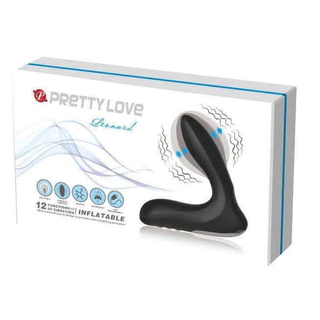 PrettyLove Leonard Vibro Tiền Liệt Đen Giãn Nở Vua Massage