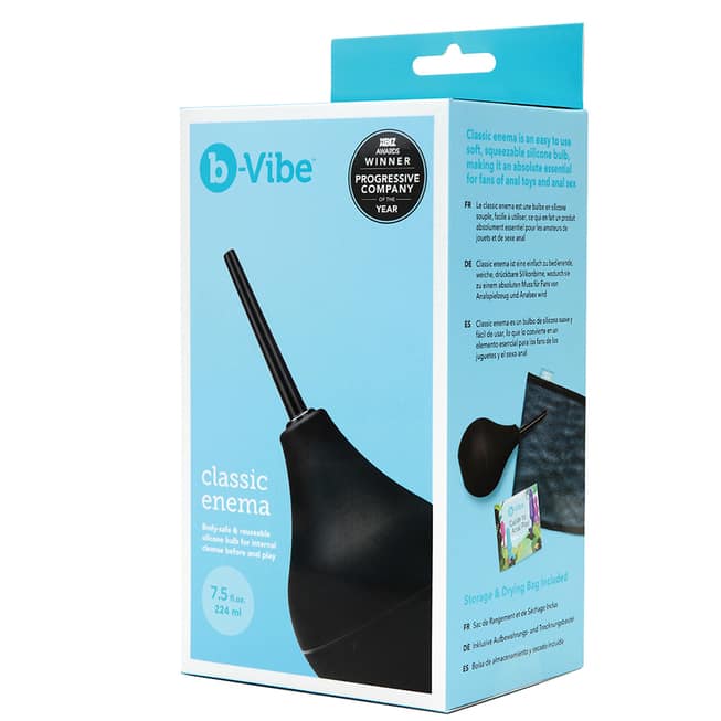 b-Vibe Enema Đen Silicone Rửa Hậu Môn An Toàn Tiện