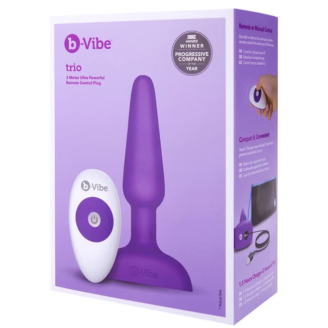 Plug b-Vibe Trio Tím Rung Remote 3 Motor