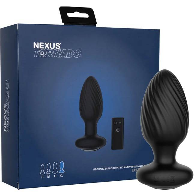 Nexus Tornado XL Plug Quay Đen Remote Siêu Mạnh