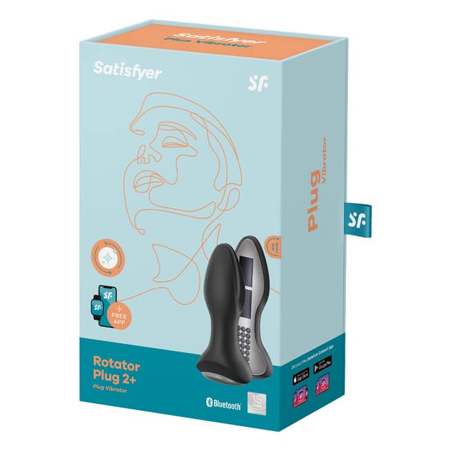 Satisfyer Rotator Plug 2+ Rung Rimming App Đen 12.8cm
