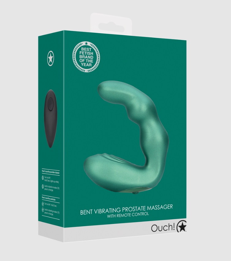 Ouch Massager Prostate Xanh Kim Loại Rung 9cm