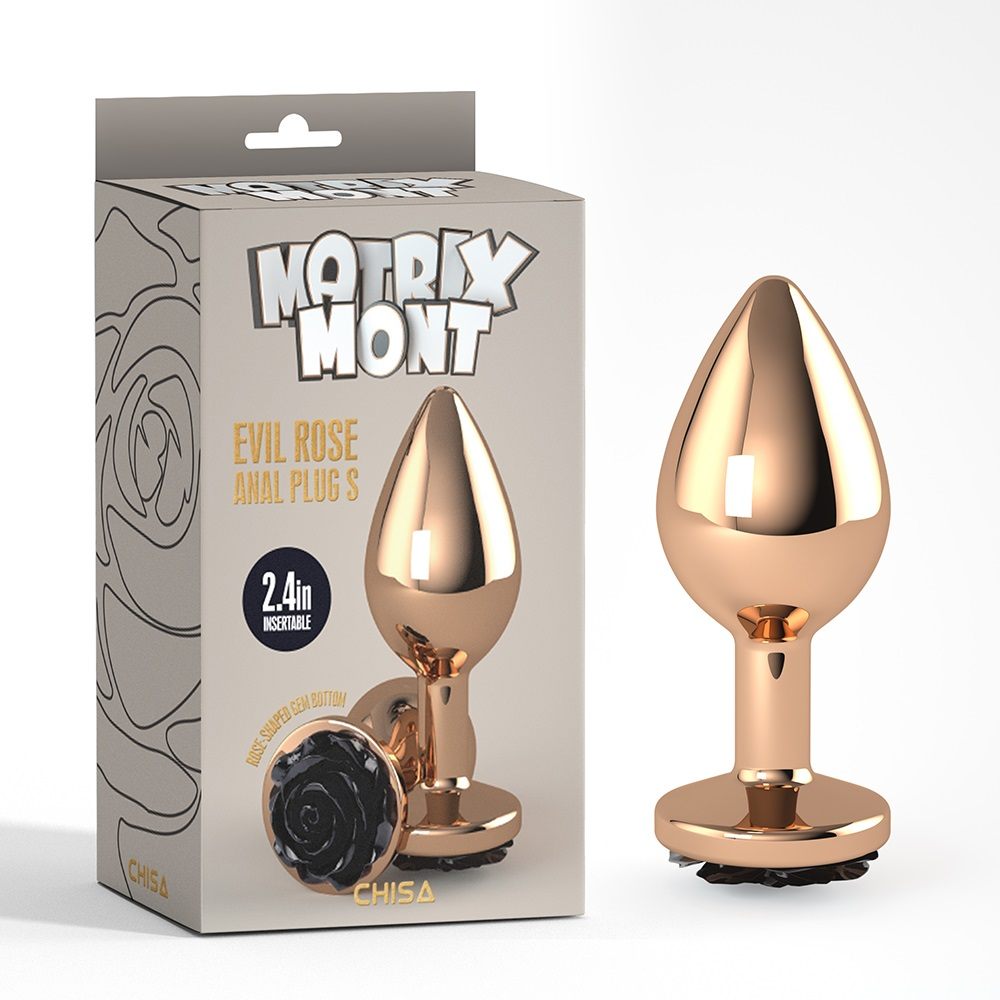 Plug Hậu Môn Chisa Rose S Đen Nhỏ Kim Loại Cao Cấp