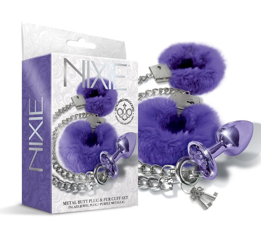 Fluffy Còng Tay Nixie Plug Tím Kim Loại Nóng Bỏng