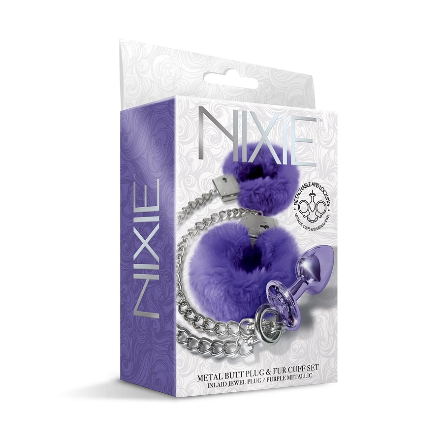 Fluffy Còng Tay Nixie Plug Tím Kim Loại Nóng Bỏng