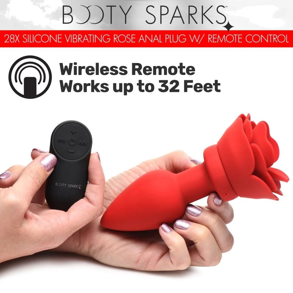 Booty Sparks Rose Anal Rung Lớn Đỏ 4.6cm Hoa Hồng