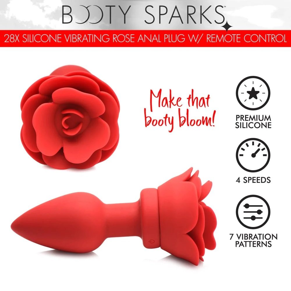 Booty Sparks Rose Anal Rung Lớn Đỏ 4.6cm Hoa Hồng