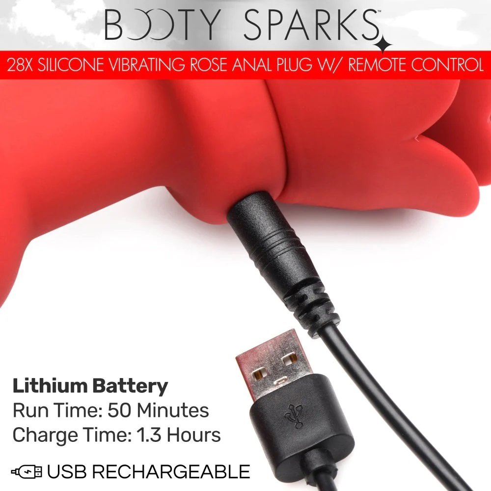 Booty Sparks Rose Anal Rung Lớn Đỏ 4.6cm Hoa Hồng