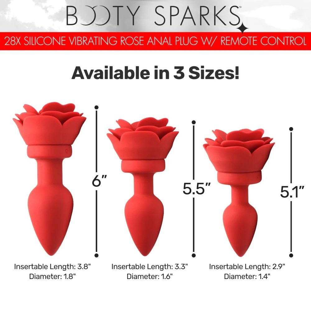 Booty Sparks Rose Anal Rung Lớn Đỏ 4.6cm Hoa Hồng