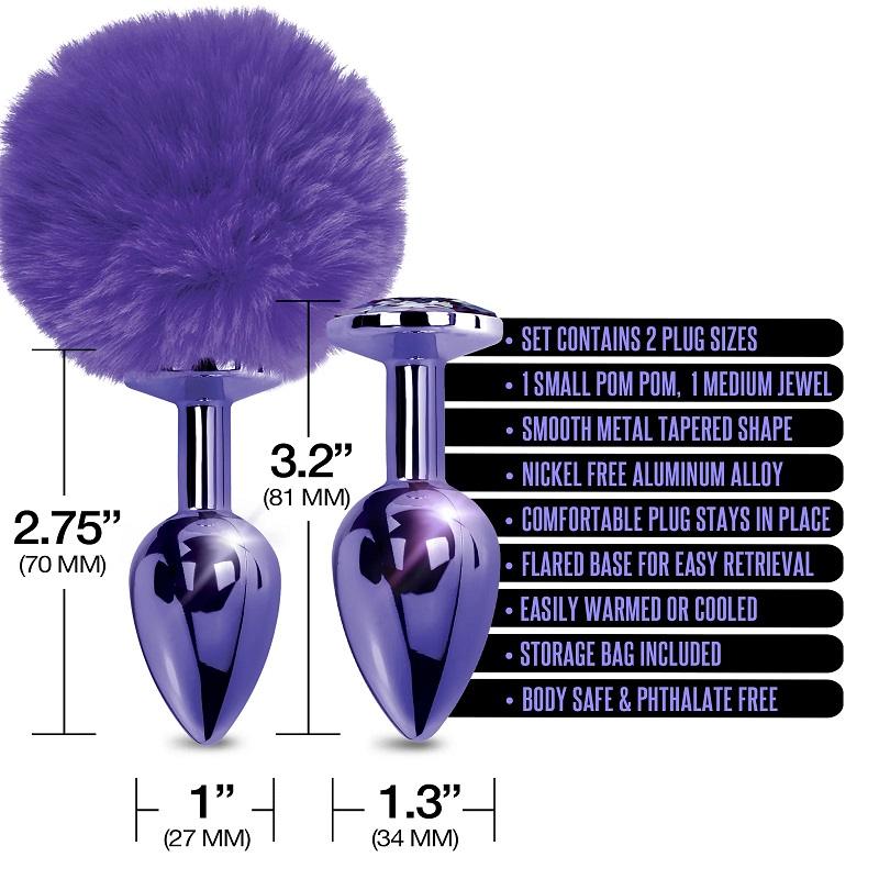 Nixie Rabbit Tail Tím Đá Kim Loại Bộ 3 Sang Trọng