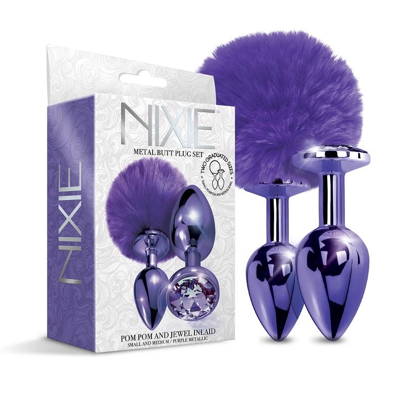 Nixie Rabbit Tail Tím Đá Kim Loại Bộ 3 Sang Trọng