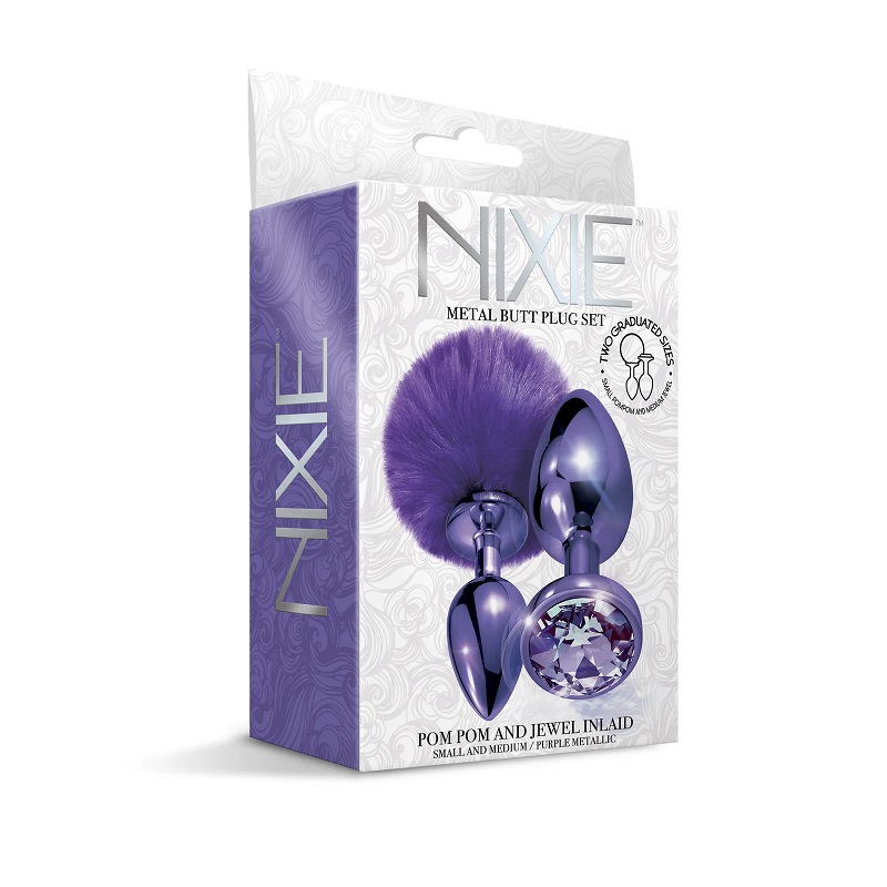 Nixie Rabbit Tail Tím Đá Kim Loại Bộ 3 Sang Trọng