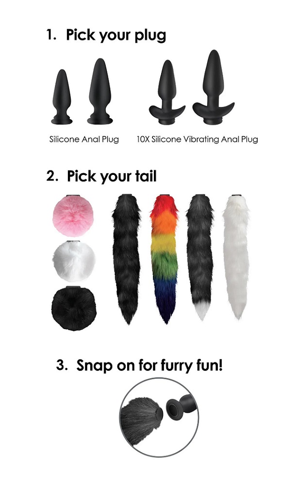 Tailz plug đen lớn 4cm đuôi 11.7cm anal thú vị